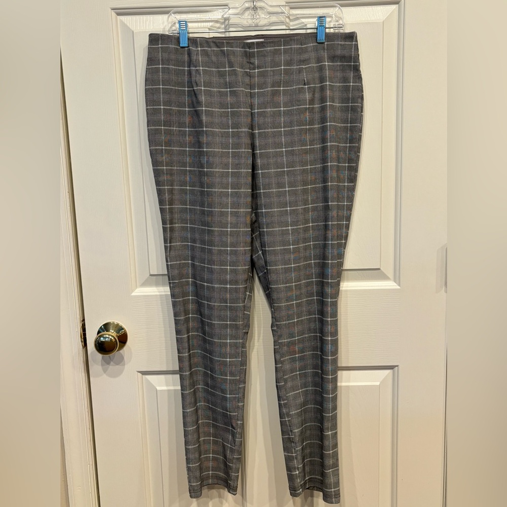 CALVIN KLEIN Black & White Check Pull On Pants